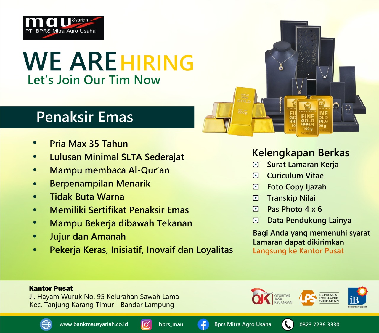Lowongan Pekerjaan Penaksir Emas